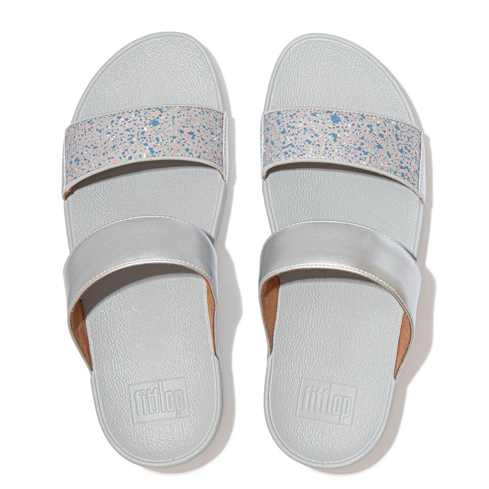 Fitflop Womens Slides Silver - Lulu Shimmer Splash - YH1740358